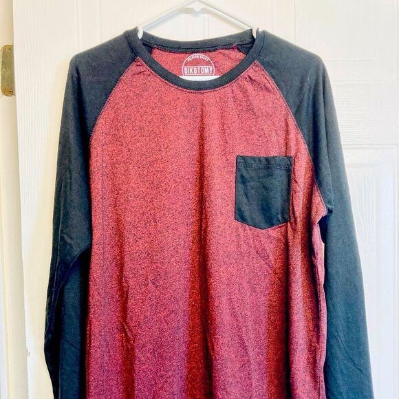Dikotomy Shirt Mens XL Burgundy Long Sleeve Colorblock‎ Pocket Crewneck NWOT - Picture 1 of 5